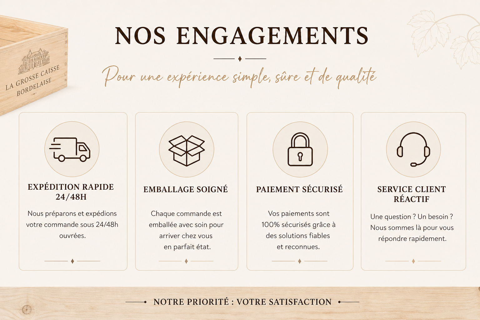 Engagement caisse bois de 6 vente