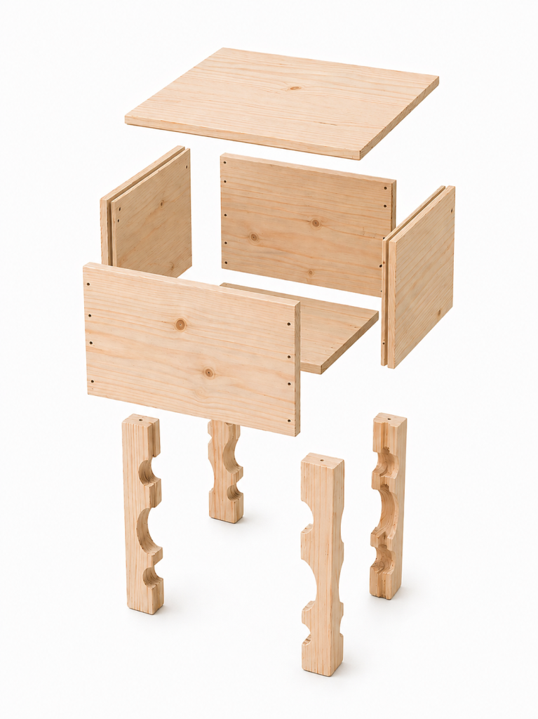 Table de chevet caisse bois 6 bouteilles de vin