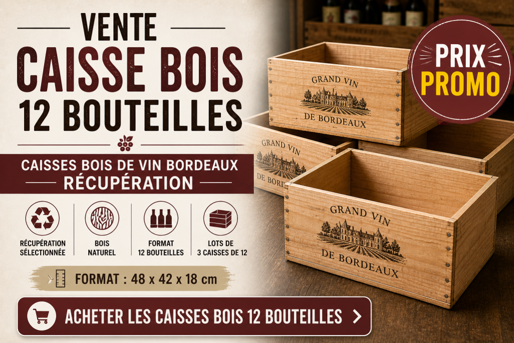 A vendre caisse bois de vin 12 bouteilles